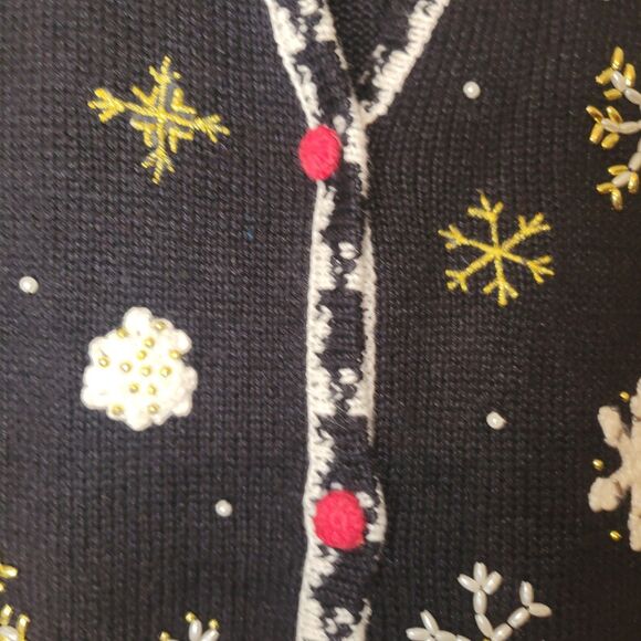 VTG Planet & Co Women's Sweater Vest Large Christmas Holiday Dog Scottie Westie - Picture 3 of 5